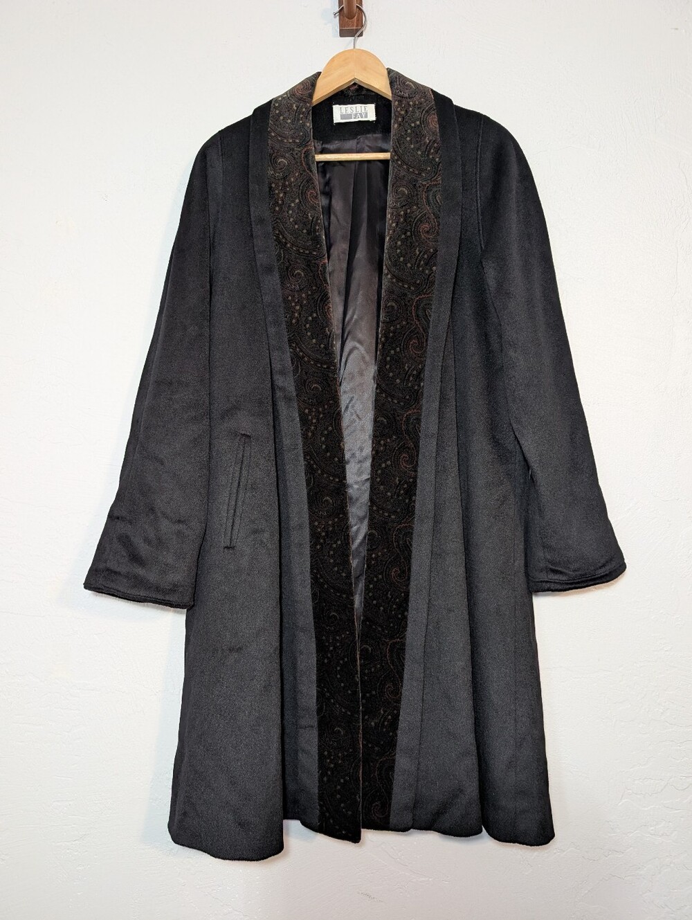 Vintage Paisley Wool Blend Long Heavy Coat Witchy Mob Wife Victorian Whimsigoth